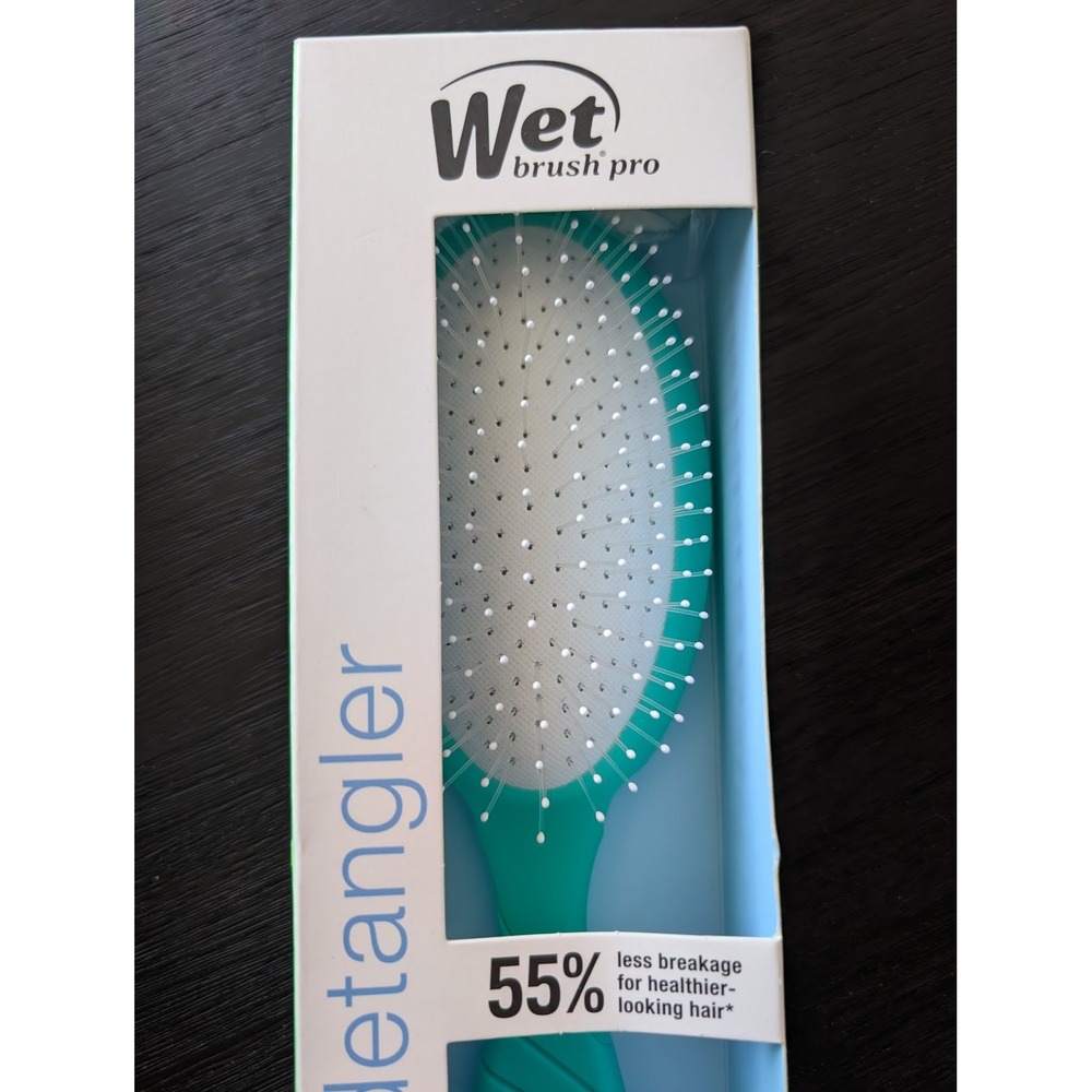 Wet Brush Pro Detangler Teal Green Rubberized Handle IntelliFlex Bristles Hair - Picture 5 of 7